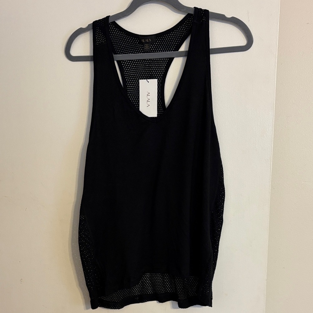 NWT Alala Black Athletic Racerback Mesh Tank Top. Size L